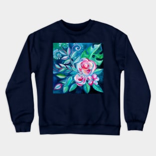 Tropical Camellia Extravaganza - oil on canvas Crewneck Sweatshirt